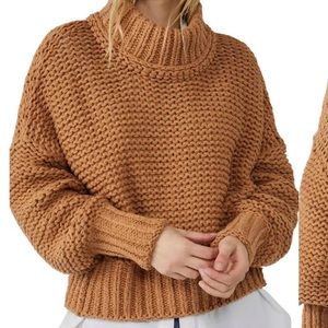 Free People My Only Sunshine Chunky Knit Sweater in Orange